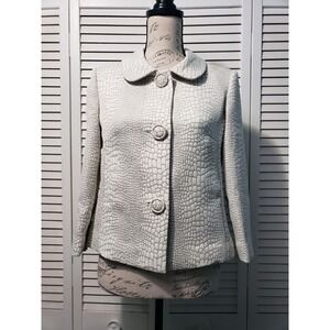 Scott Taylor Classic Tailored Blazer Jacket Women's Small White Gray Snake Print